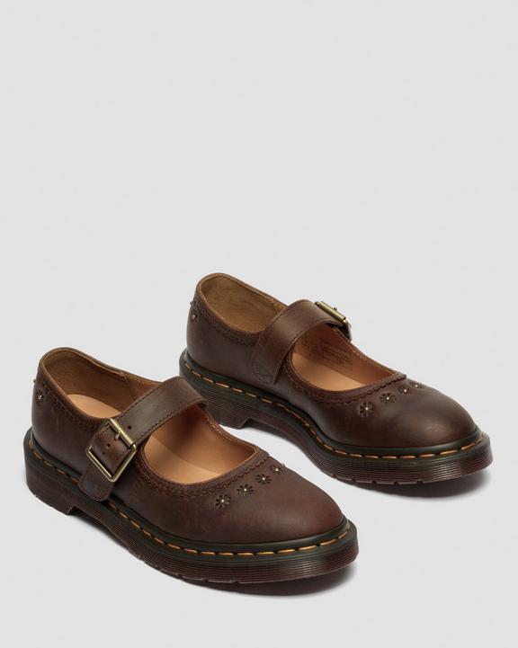 Dr Martens Mary Jane Flower - Dark Brown