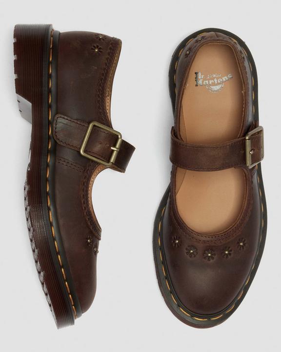 Dr Martens Mary Jane Flower - Dark Brown