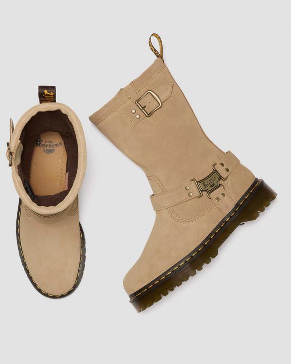 Dr Martens Anistone Hi Suede Biker Boots - Savannah Tan