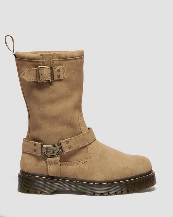 Dr Martens Anistone Hi Suede Biker Boots - Savannah Tan