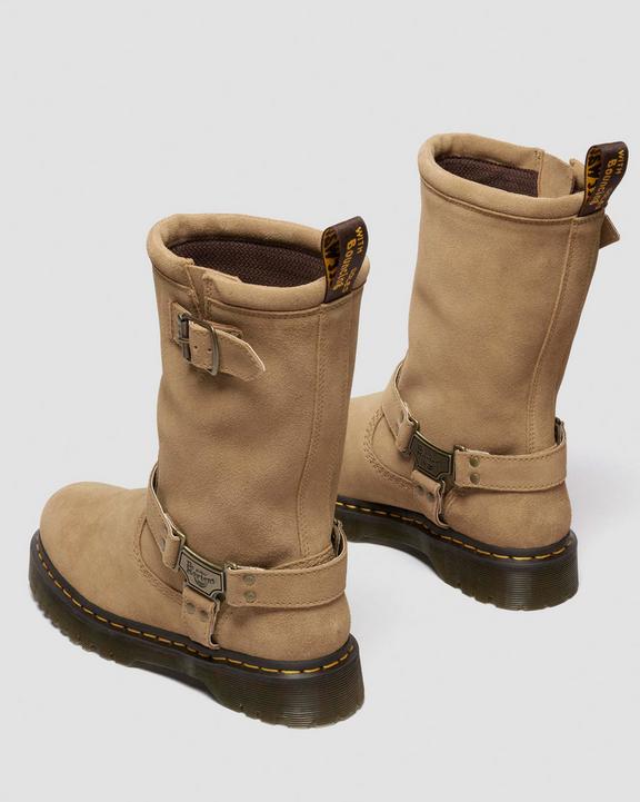 Dr Martens Anistone Hi Suede Biker Boots - Savannah Tan