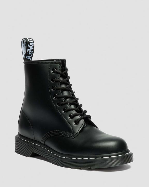 Dr Martens White Stitch Smooth Leather Lace Up Boots - Black