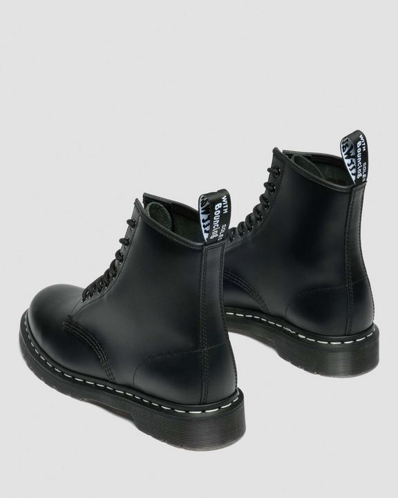Dr Martens White Stitch Smooth Leather Lace Up Boots - Black