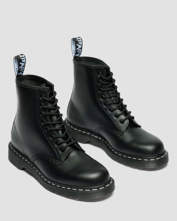 Dr Martens White Stitch Smooth Leather Lace Up Boots - Black