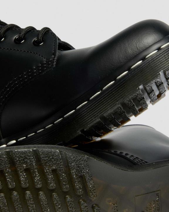 Dr Martens White Stitch Smooth Leather Lace Up Boots - Black
