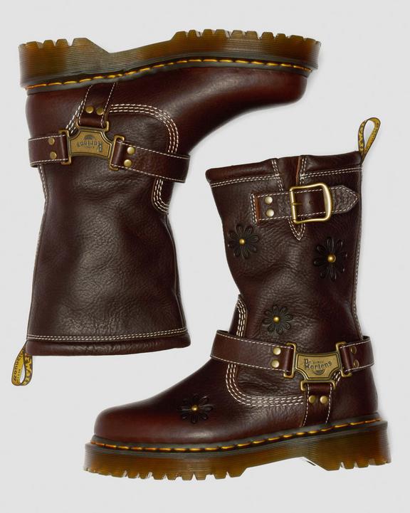 Dr Martens Anistone Hi Flower - Dark Brown