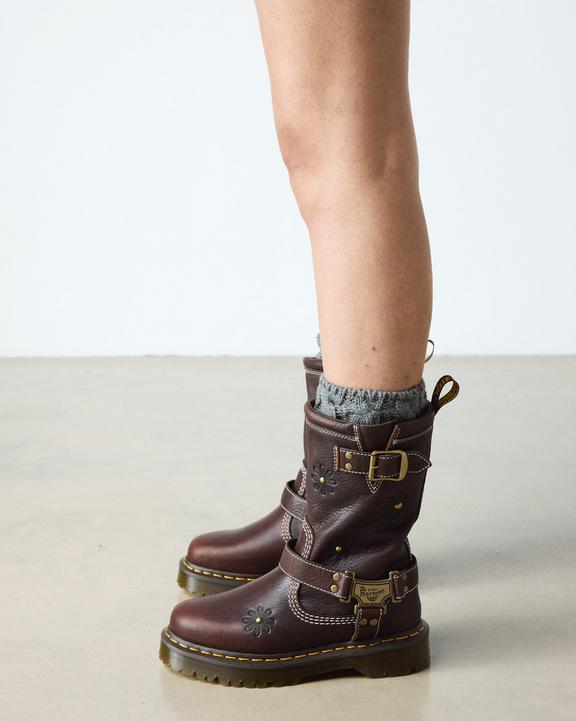 Dr Martens Anistone Hi Flower - Dark Brown