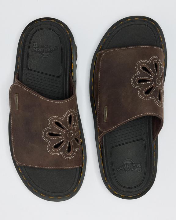 Dr Martens Zebzag Flower Slides - Dark Brown