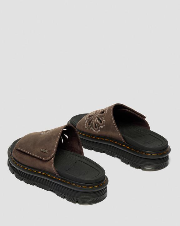 Dr Martens Zebzag Flower Slides - Dark Brown