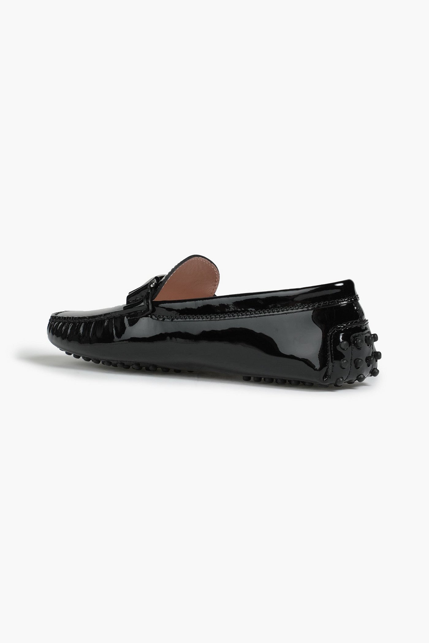 Tod's Double T Patent-Leather Loafers Black Women's