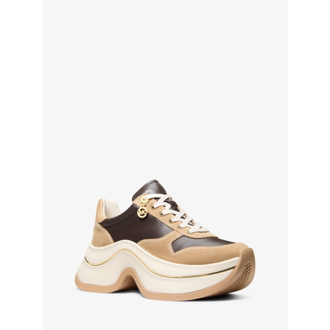 Michael Kors Arla Leather and Suede Trainer