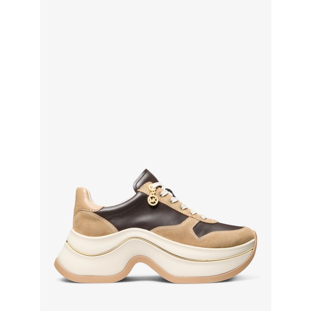 Michael Kors Arla Leather and Suede Trainer