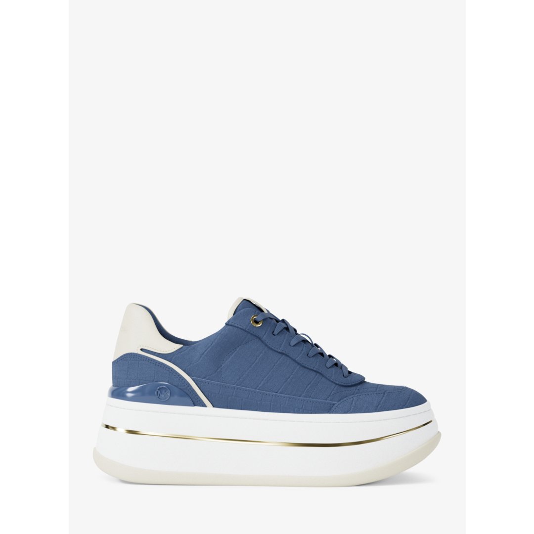Michael Kors Hayes Crocodile Embossed Suede Platform Sneaker