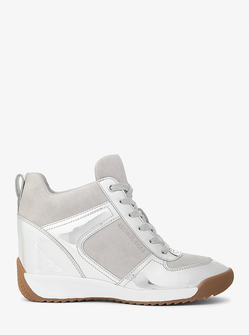 Michael Kors Nikko S2 Metallic Wedge Trainer SILVER