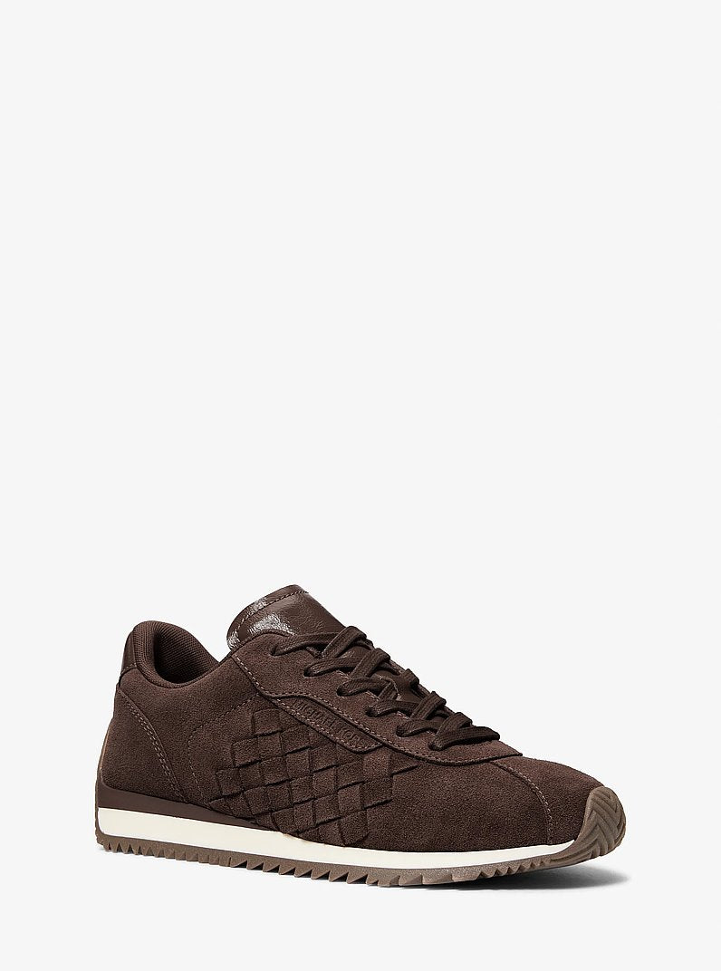 Michael Kors Rhodes Woven Suede Trainer CHOCOLATE