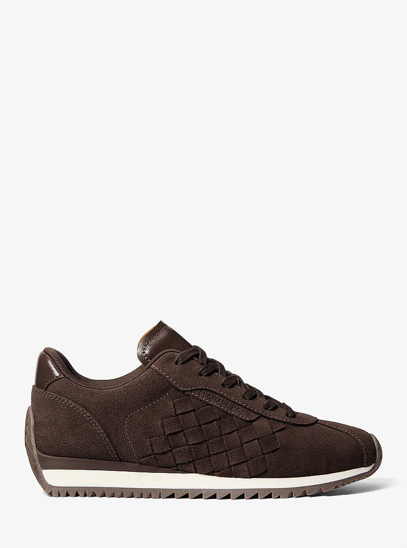 Michael Kors Rhodes Woven Suede Trainer CHOCOLATE