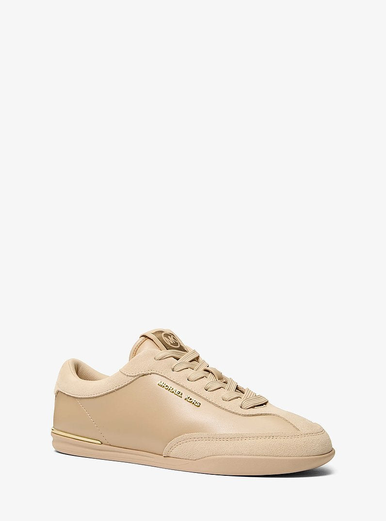 Michael Kors Nolan Leather and Suede Trainer KHAKI