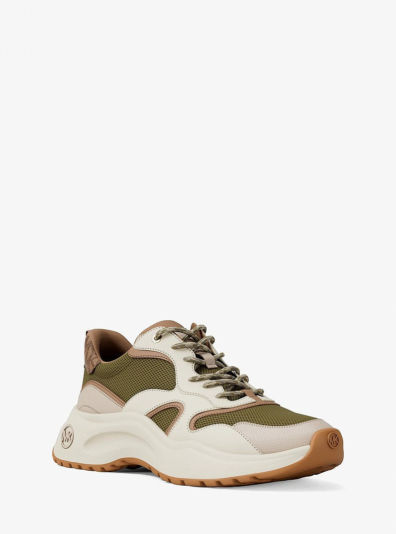 Michael Kors Levie Mixed-Media Trainer OREGANO MLT