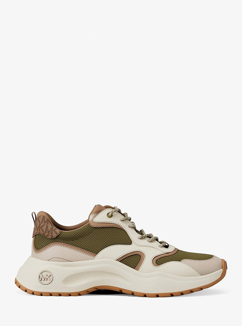 Michael Kors Levie Mixed-Media Trainer OREGANO MLT