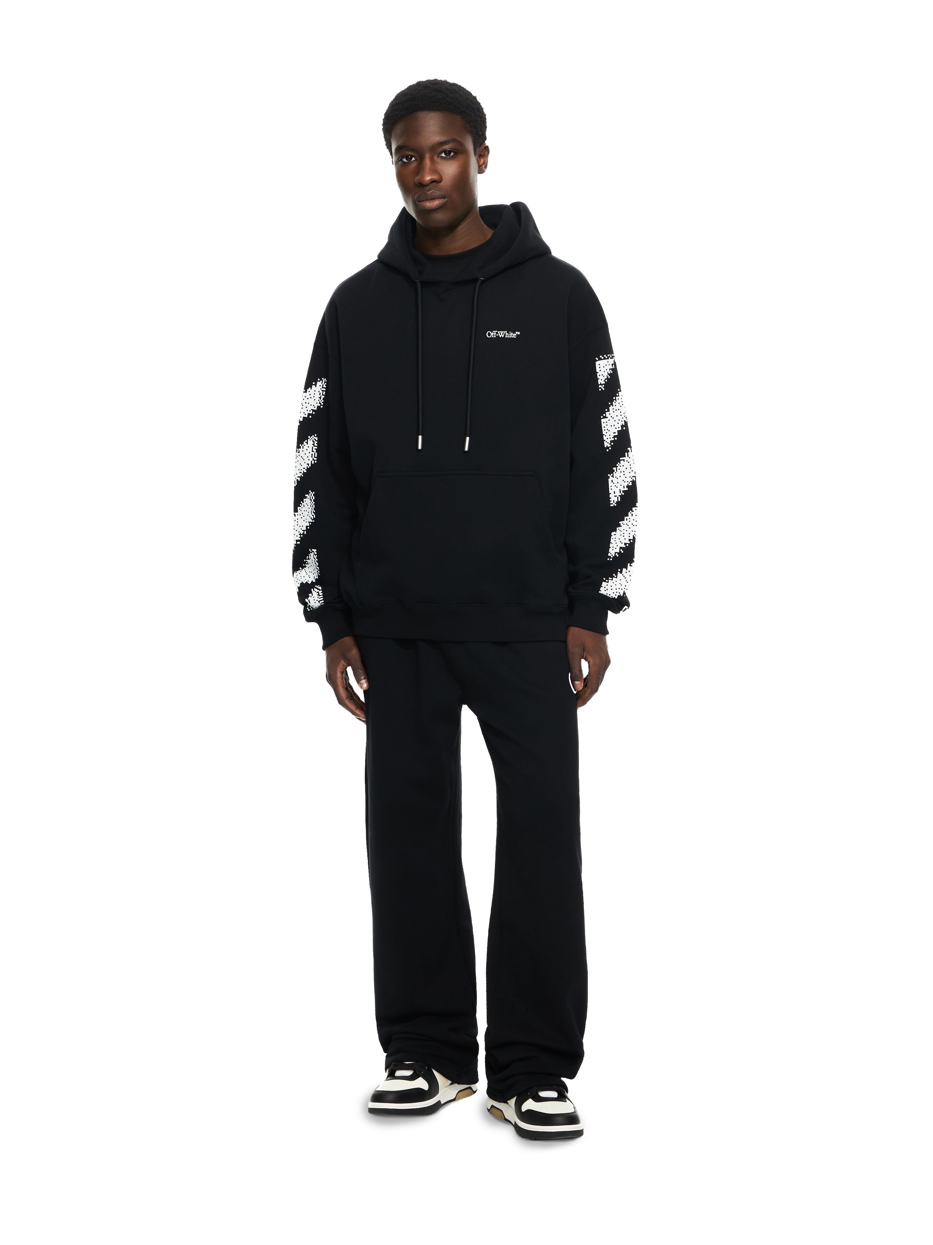 Off-White Pixel Diagonal Skate Hoodie Black