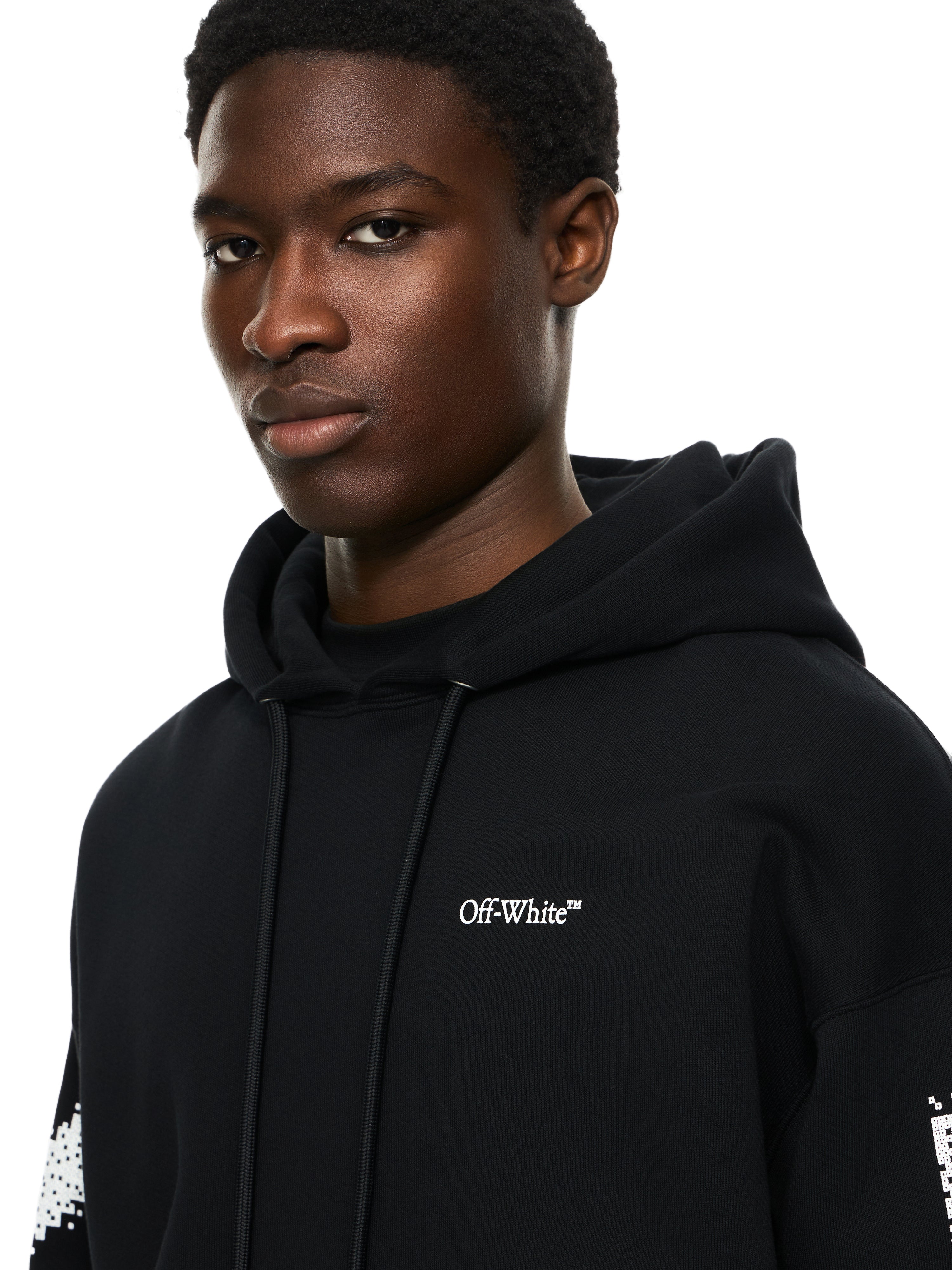 Off-White Pixel Diagonal Skate Hoodie Black