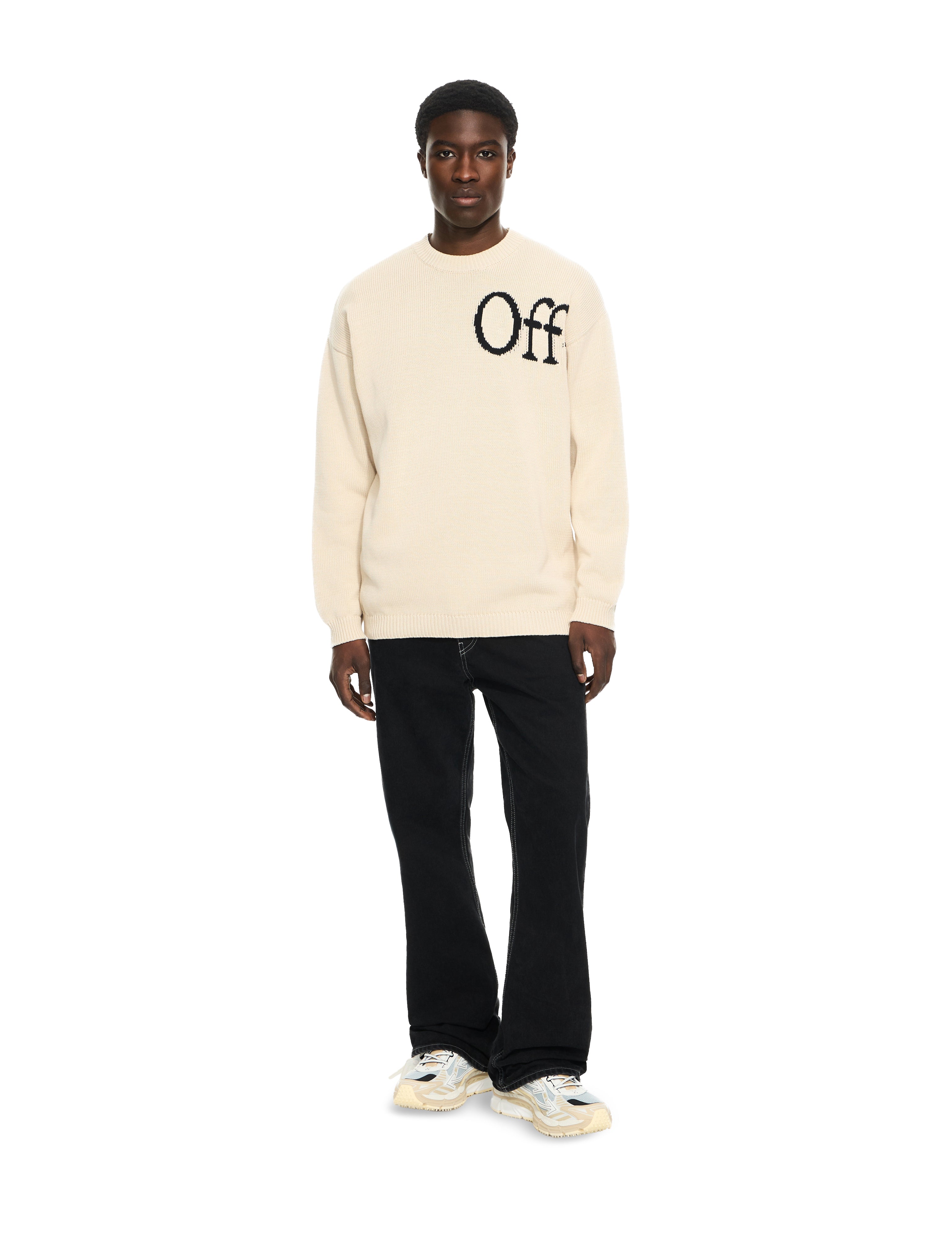 Off-White Bookish Shared Crewneck Sweater Black Cream