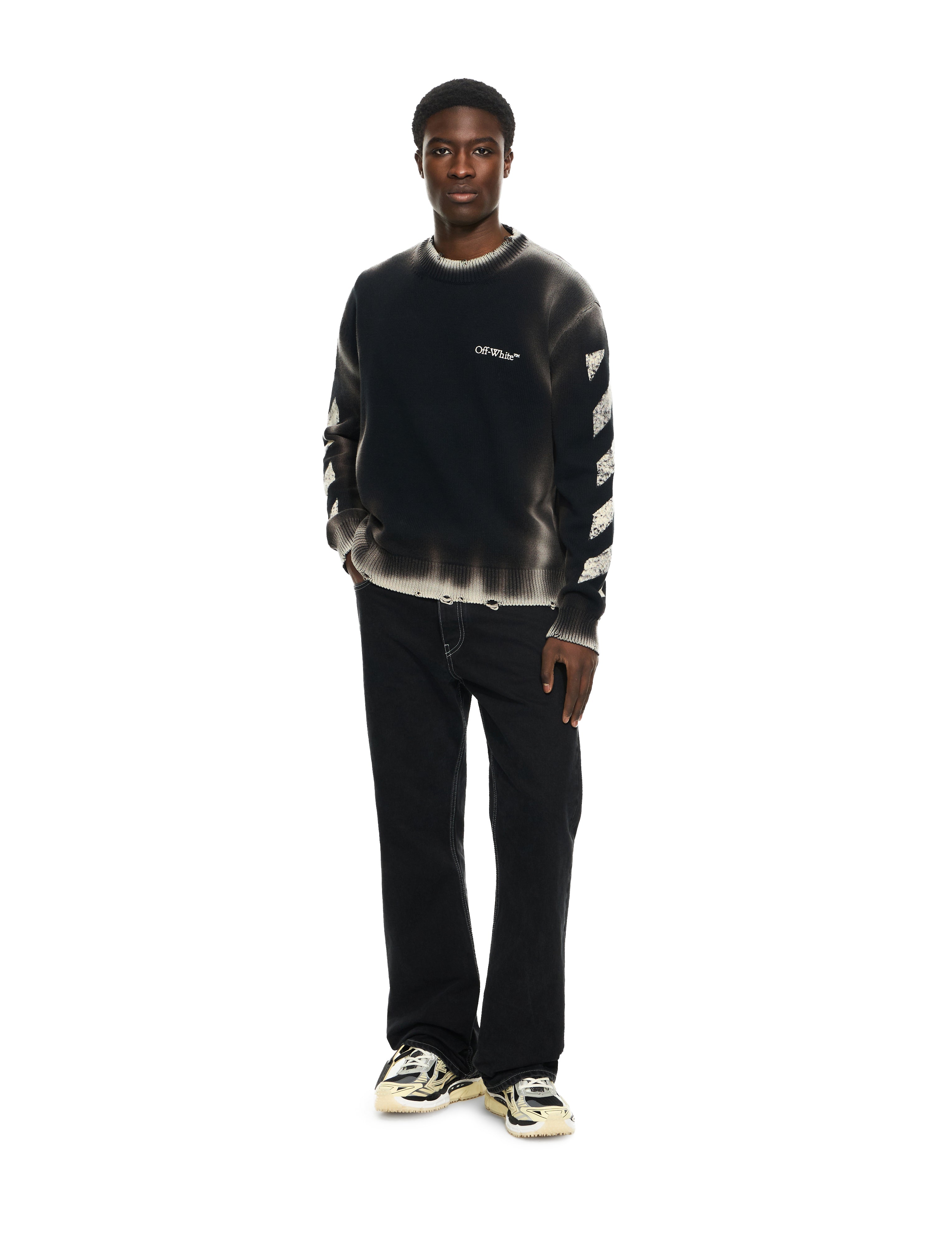 Off-White Diag Corrosion Crewneck Sweater Black