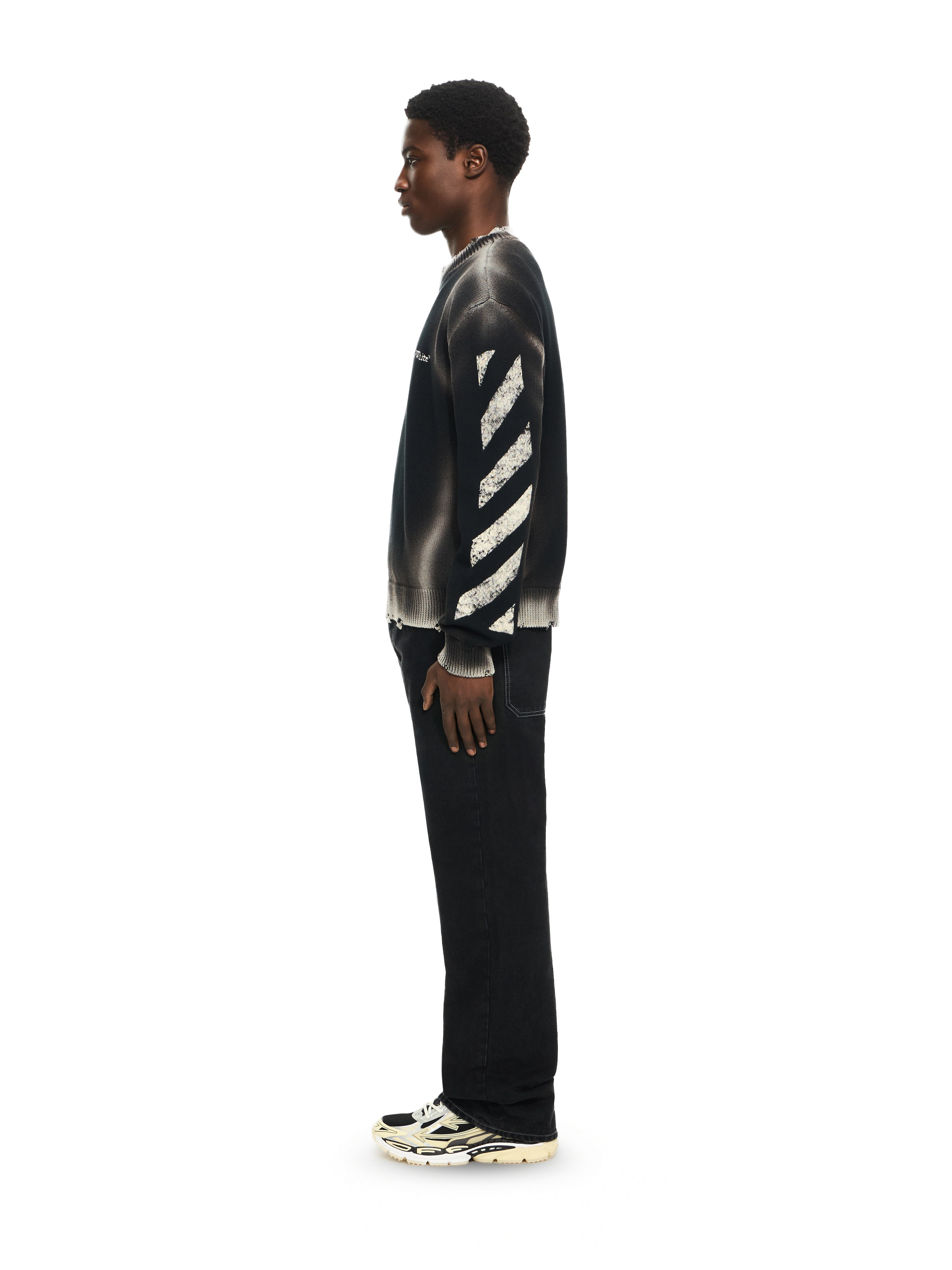 Off-White Diag Corrosion Crewneck Sweater Black