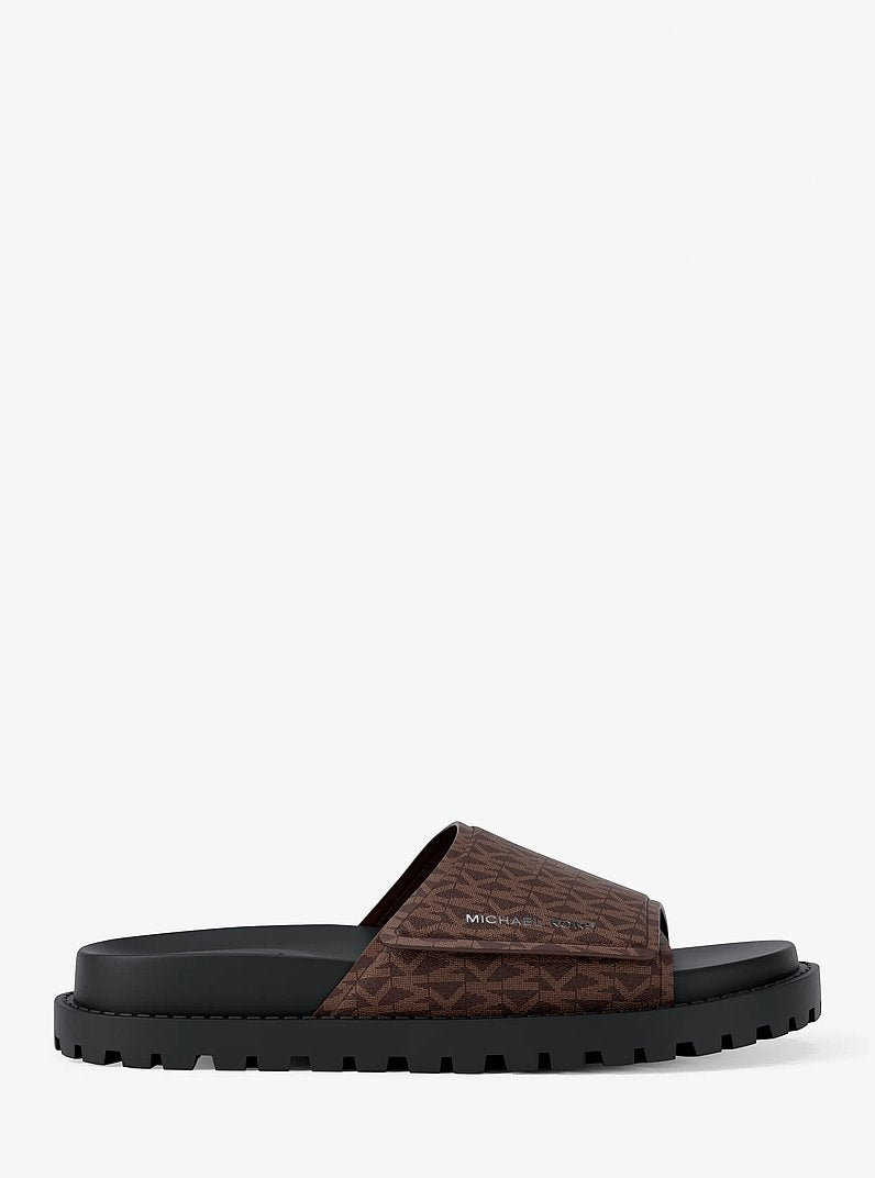 Michael Kors Luka Signature Logo Slide Sandal BROWN