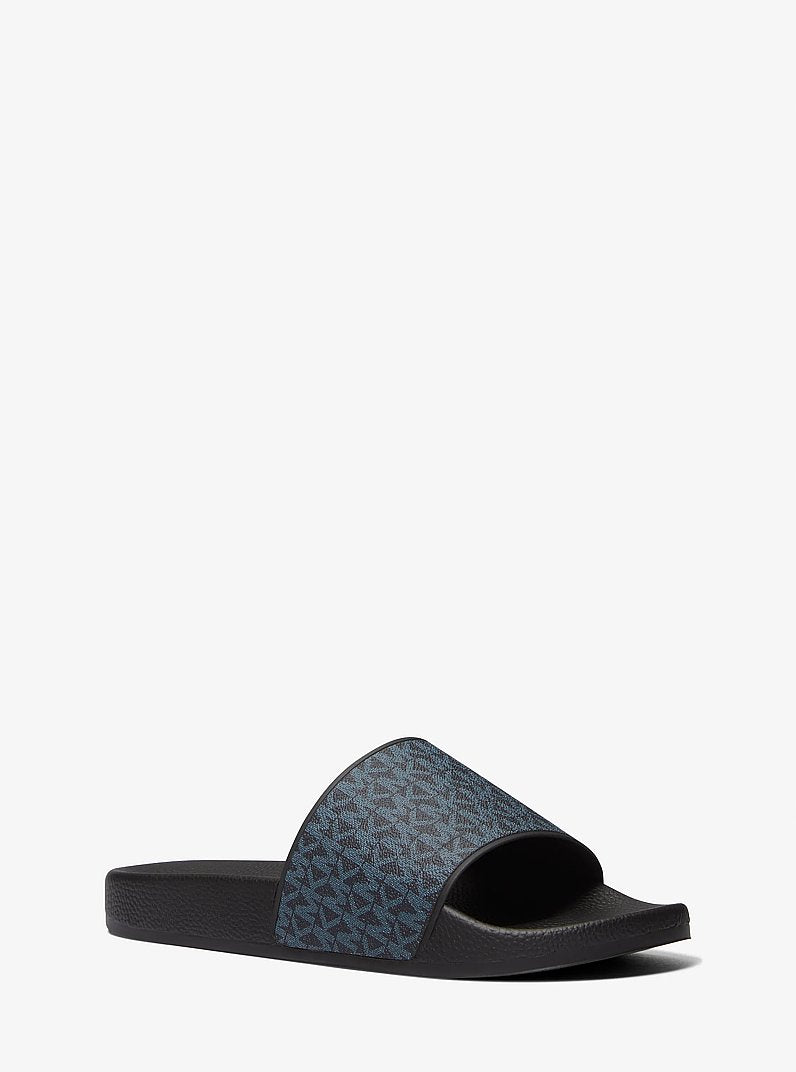 Michael Kors Dawson Signature Logo Slide Sandal ADMRL/PLBLUE