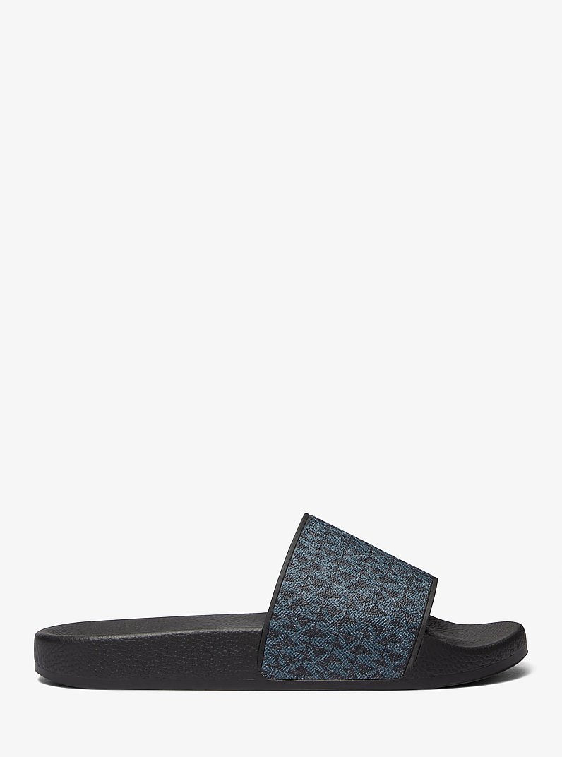 Michael Kors Dawson Signature Logo Slide Sandal ADMRL/PLBLUE