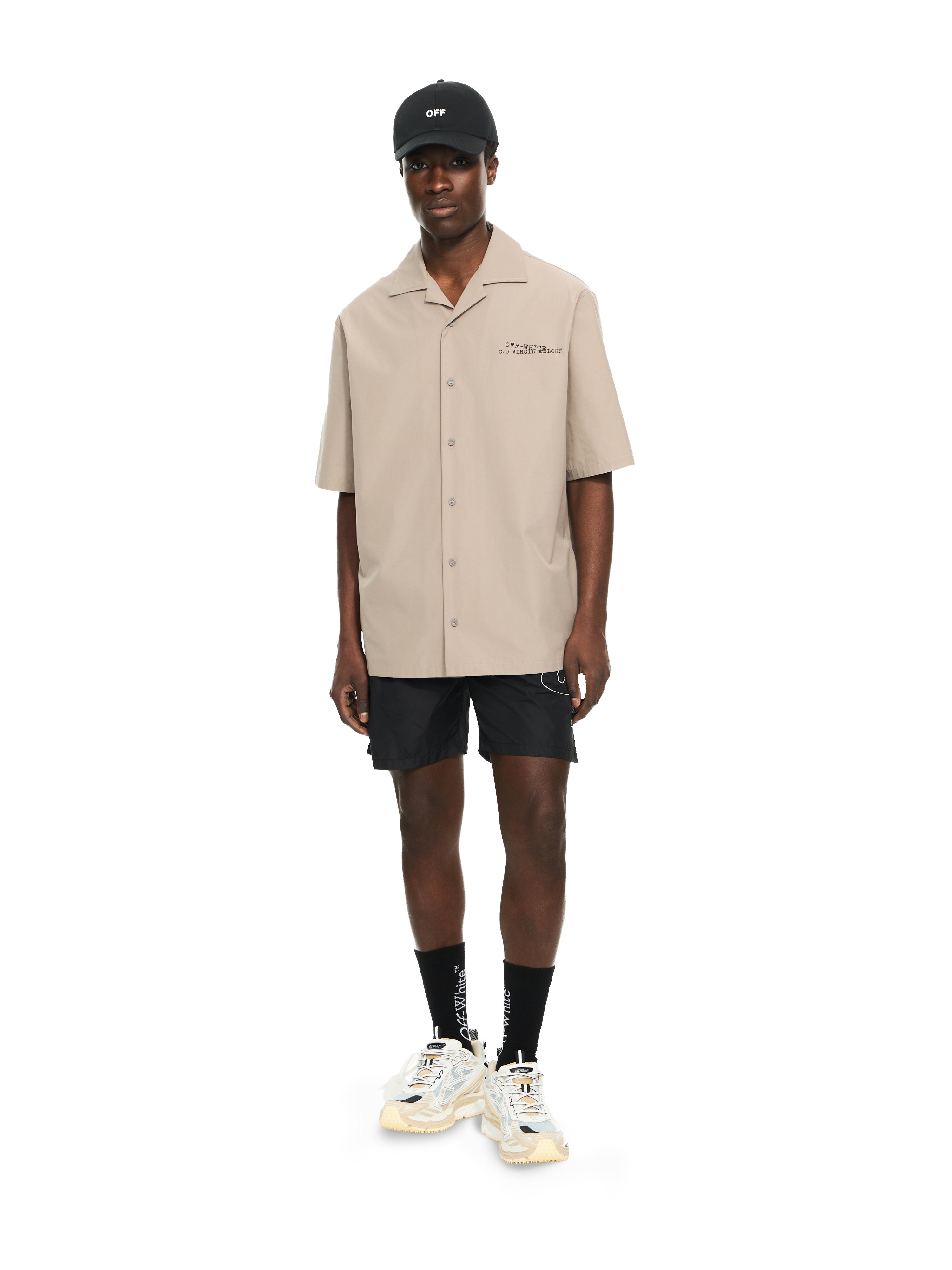 Off-White Type Arrow Poplin Bowling Shirt Grey