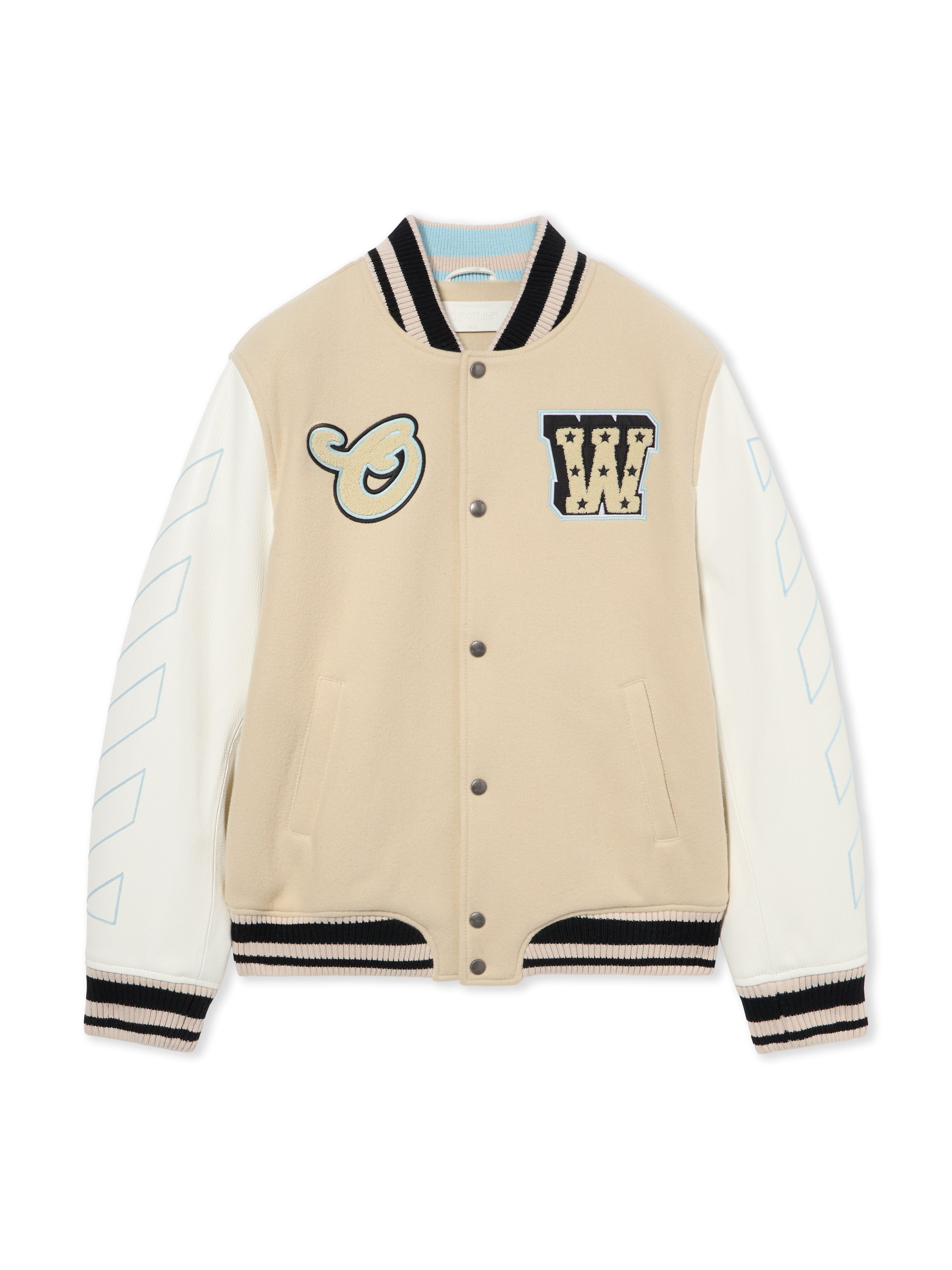 Off-White Star Logo Varsity Jacket Cream