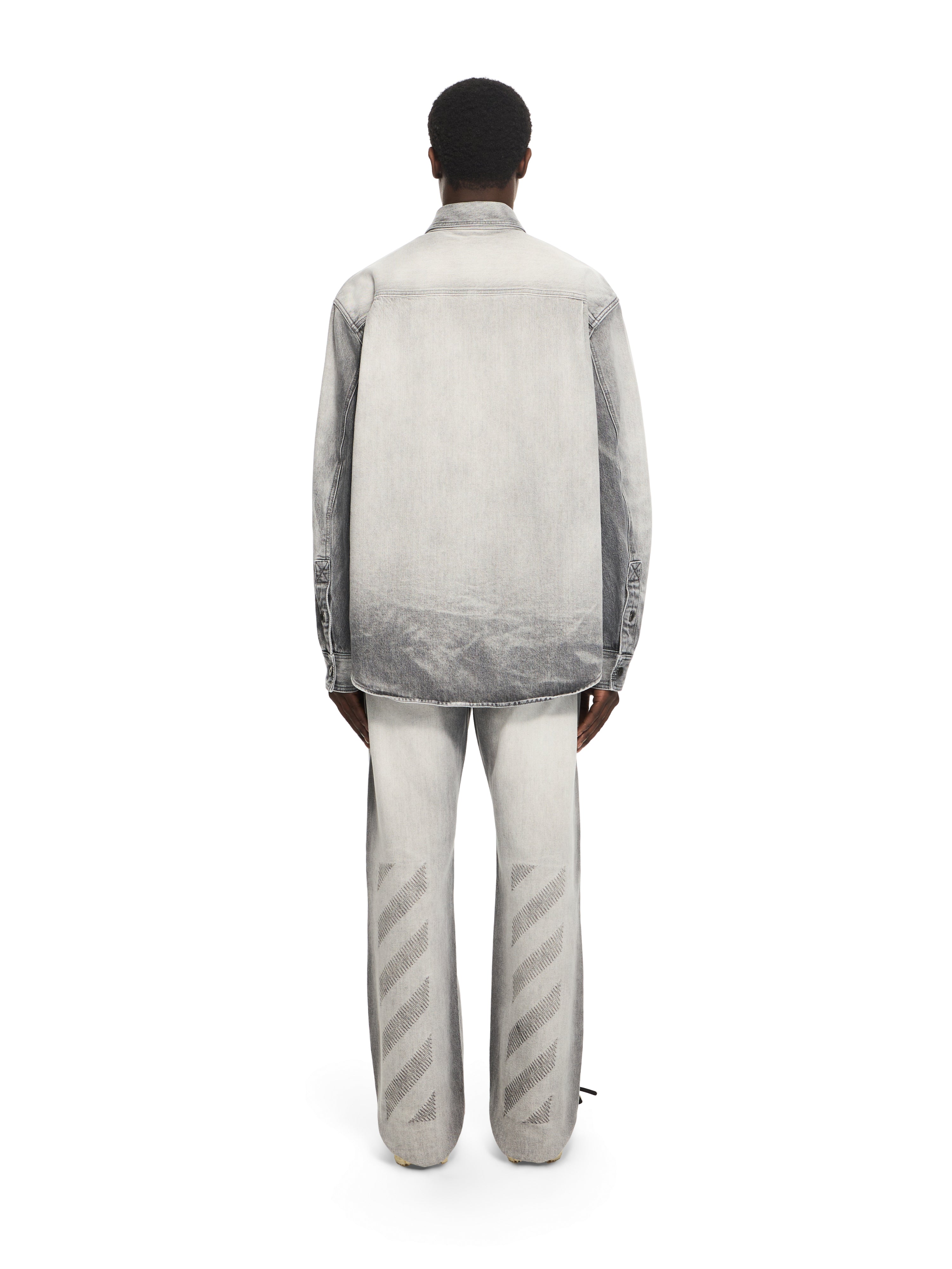 Off-White Diagonal Embroidery Slim Relaxed Jeans Fade