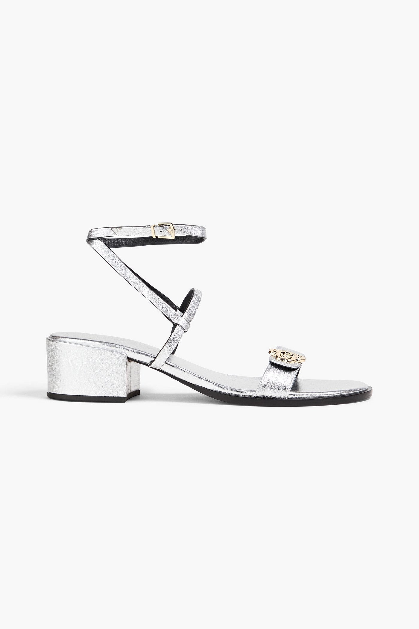 Maje Metallic Leather Sandals Silver Women's