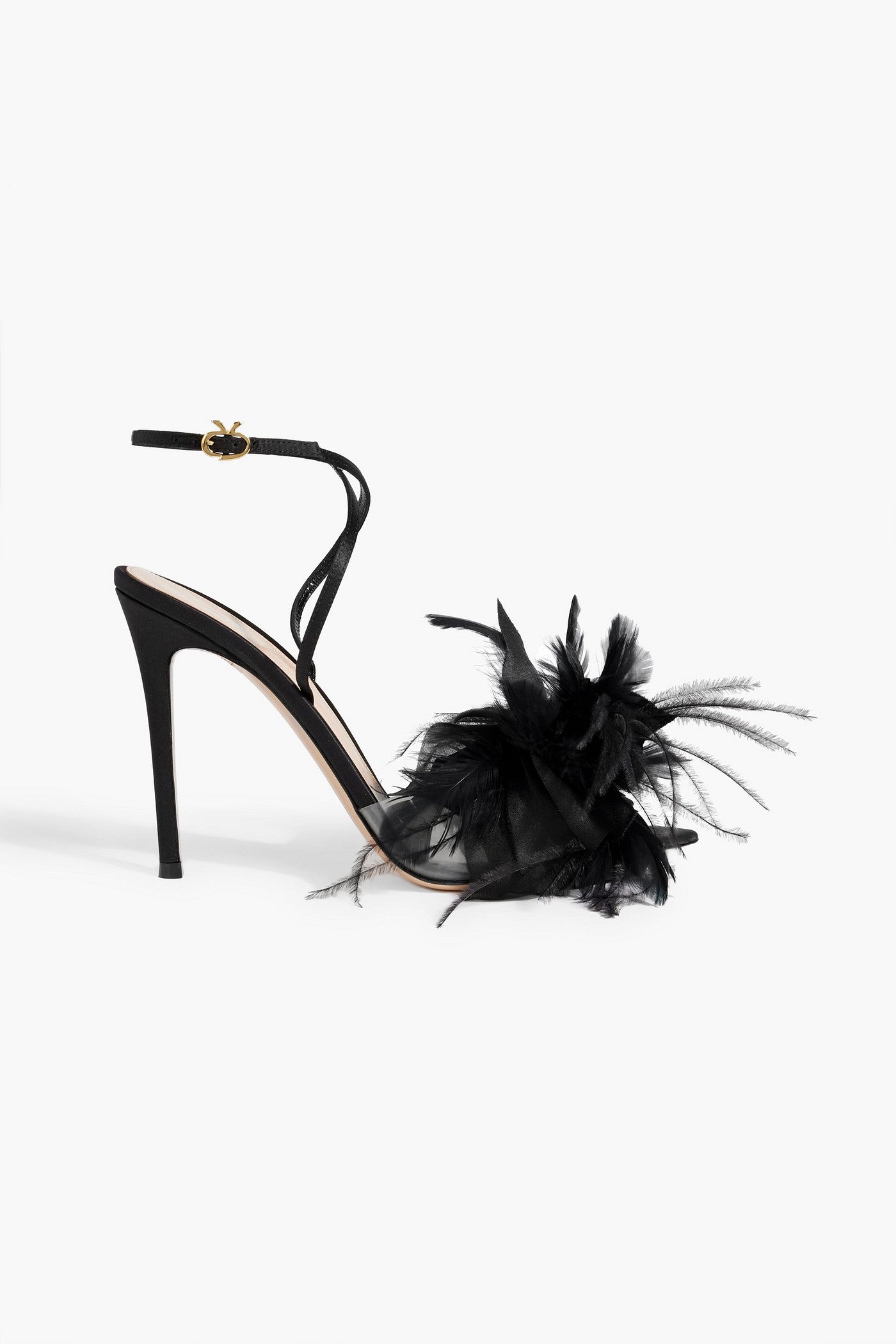 Gianvito Rossi Ynez Embellished Satin And Pvc Sandals Black Women's