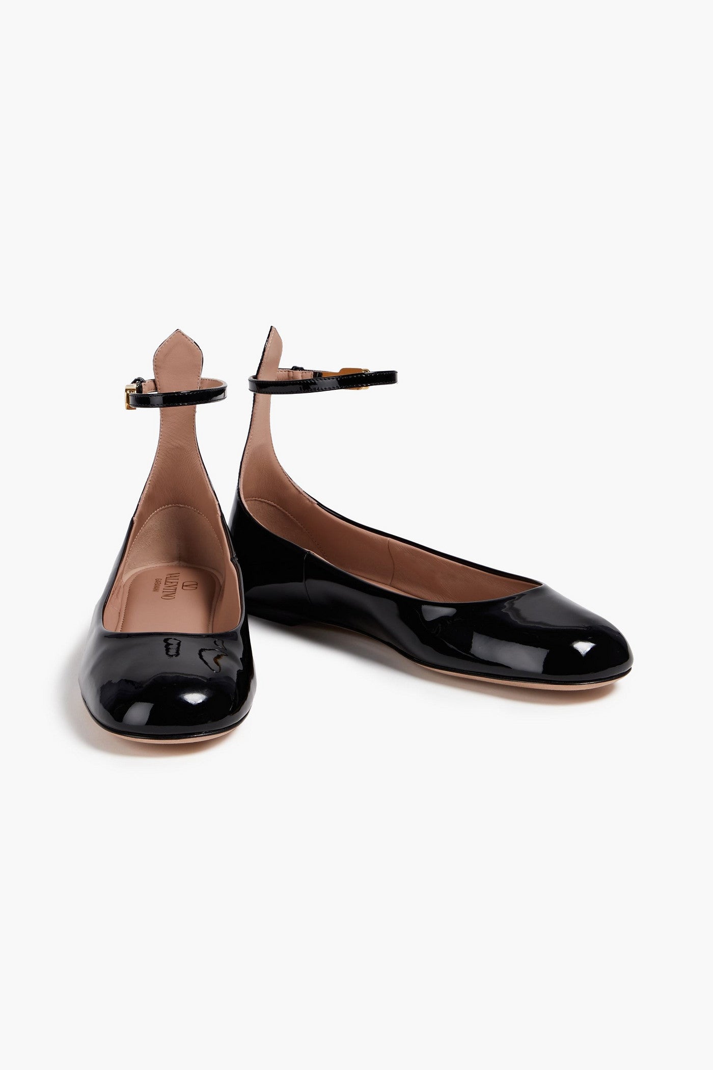 Valentino Garavani Tan-Go Patent-Leather Ballet Flats Black Women's