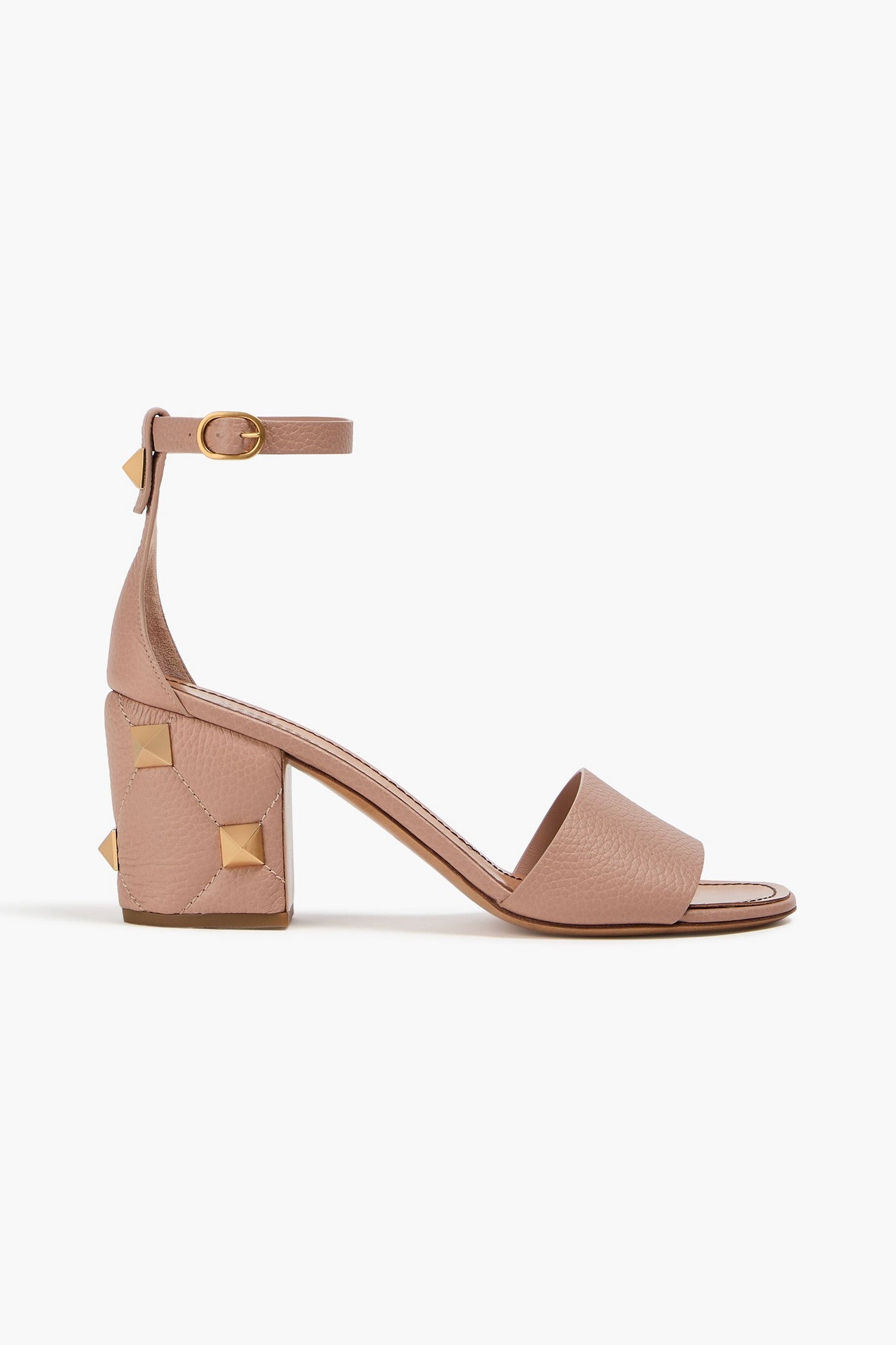 Valentino Garavani Roman Stud Quilted Pebbled-Leather Sandals Neutral Women's