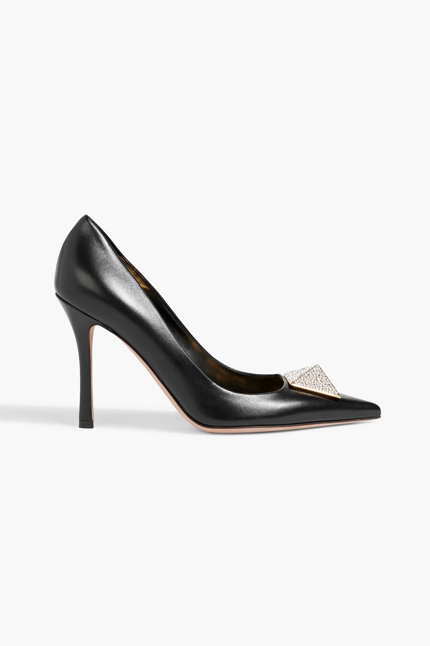 Valentino Garavani One Stud Embellished Leather Pumps Black Women's