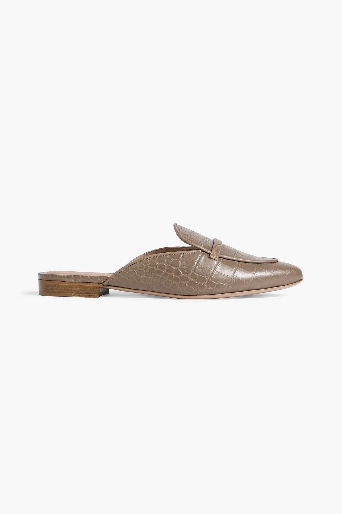 Malone Souliers Berto Croc-Effect Leather Slippers Taupe Women's