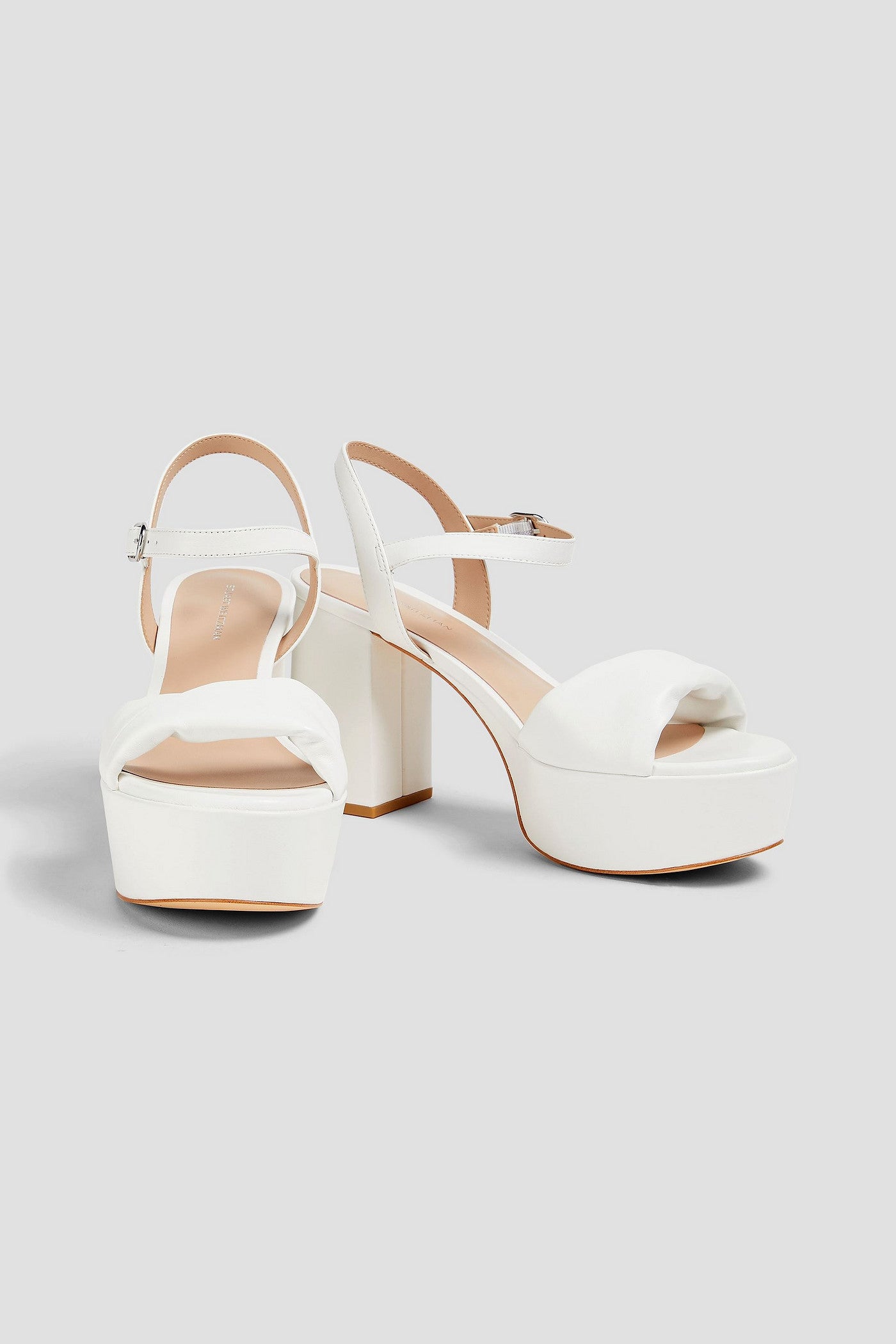 Stuart Weitzman Twisted Leather Platform Sandals White Women's
