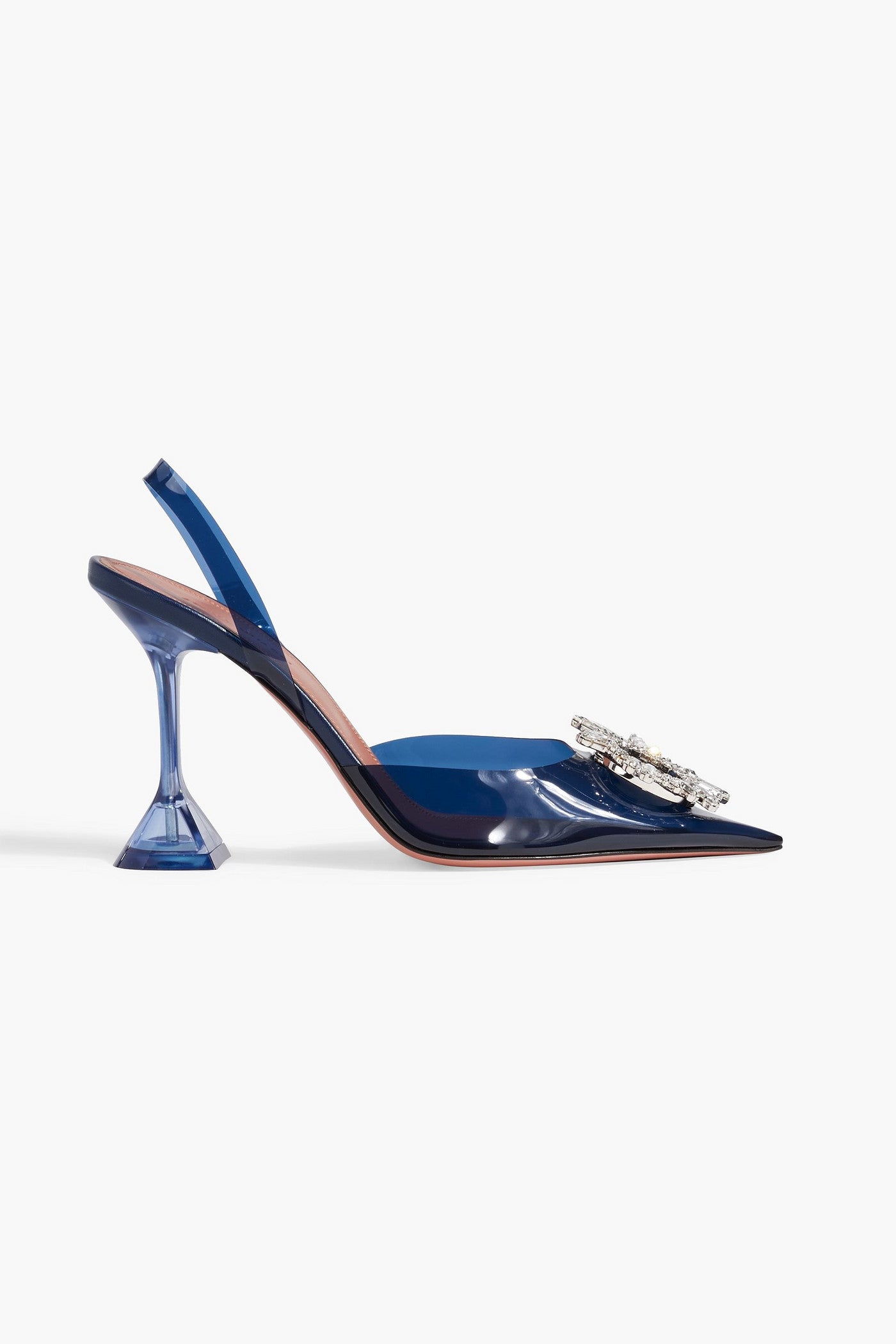 Amina Muaddi Begum Crystal-Embellished Pvc Slingback Pumps Navy Women's