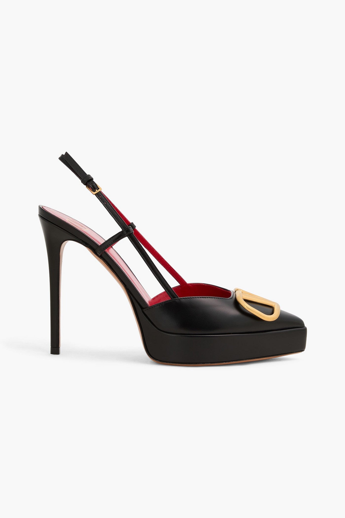 Valentino Garavani Vlogo Leather Platform Slingback Pumps Black Women's