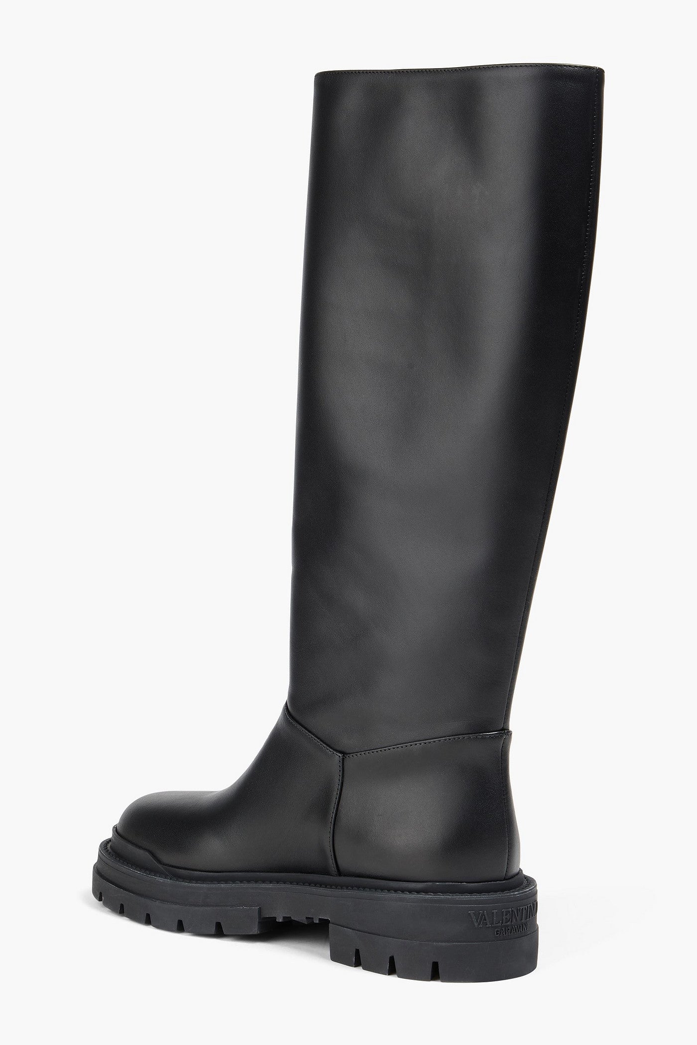Valentino Garavani Vlogo Signature Leather Knee Boots Black Women's