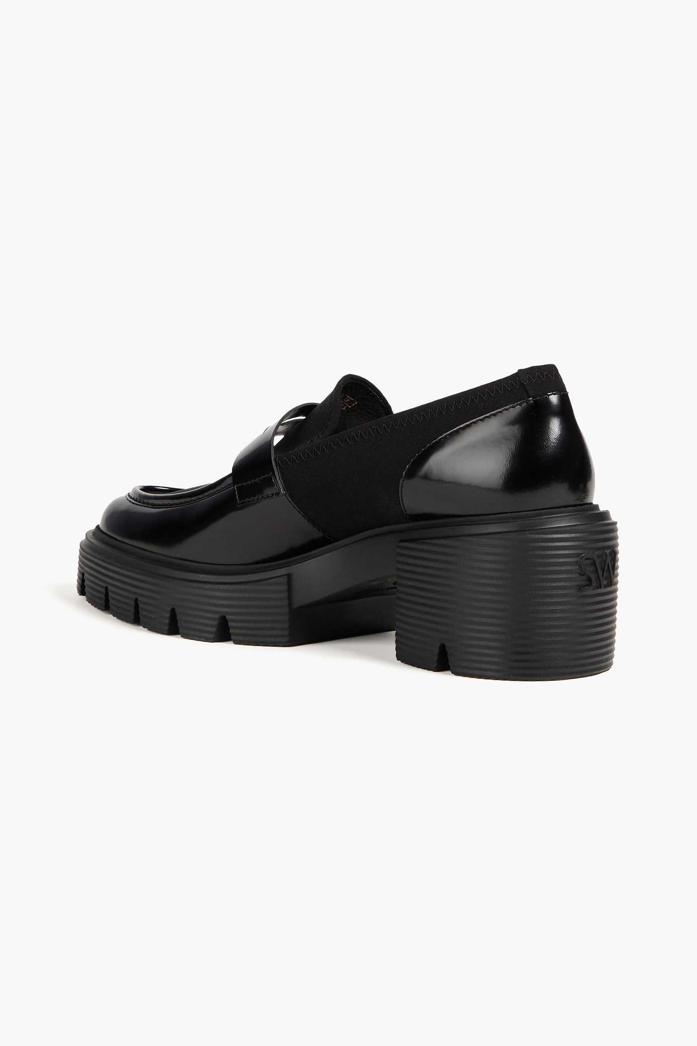 Stuart Weitzman Soho Gabardine And Glossed-Leather Loafers Black Women's