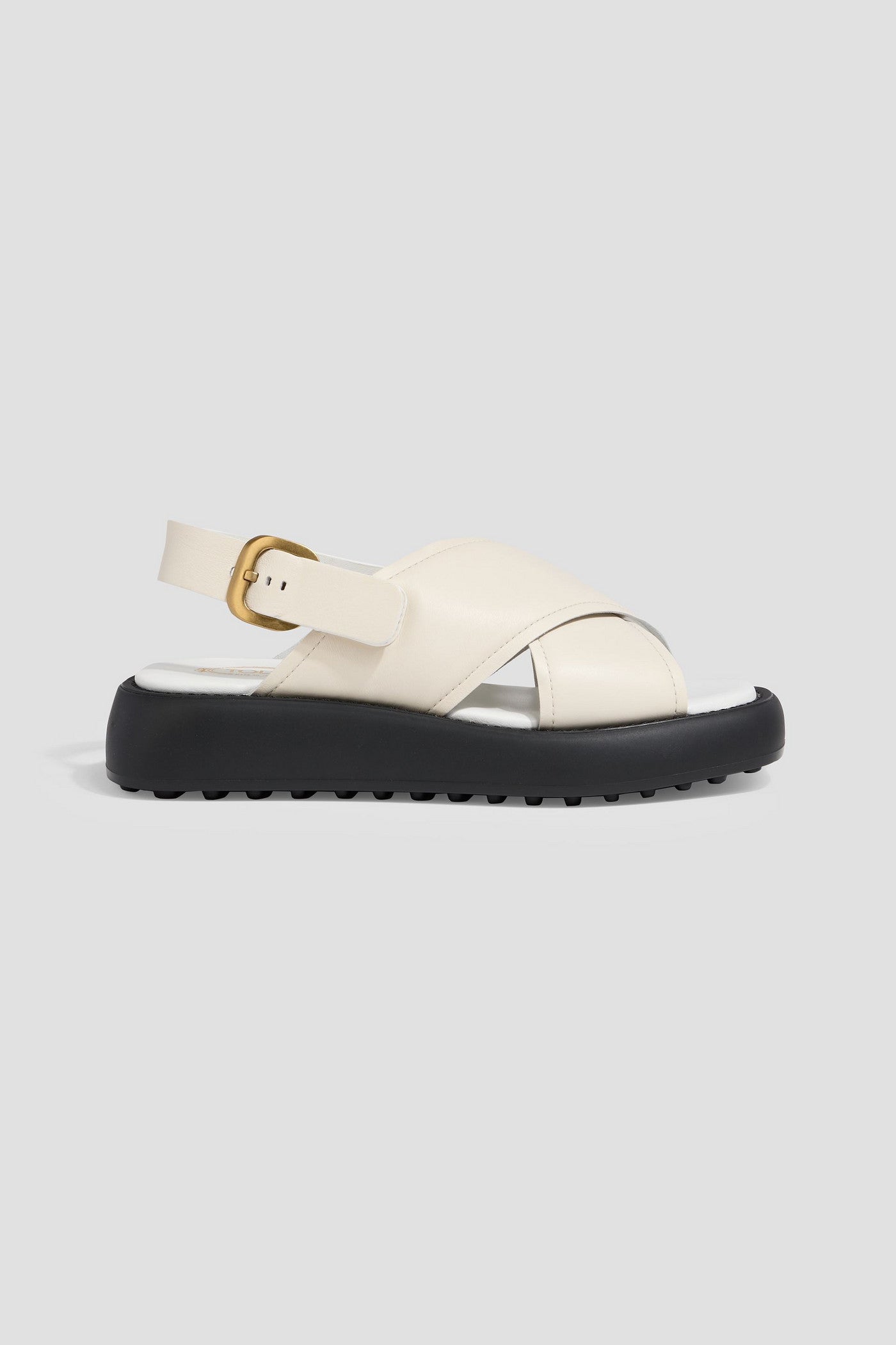 Tod's Leather Platform Slingback Sandals Ecru Women's