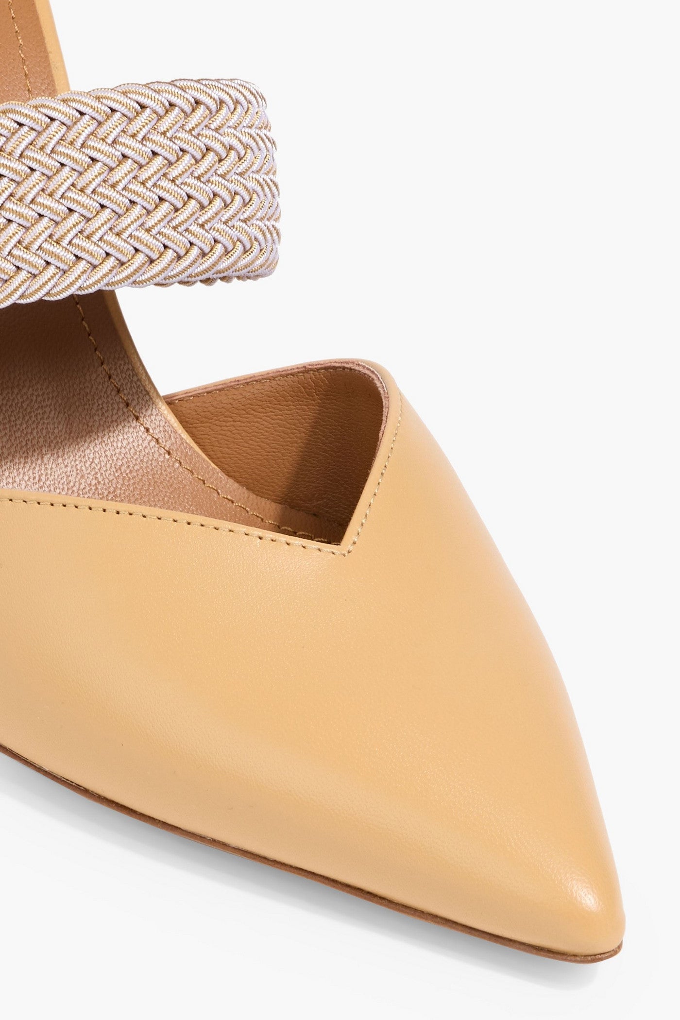 Malone Souliers Maisie 85 Cord-Trimmed Leather Mules Beige Women's