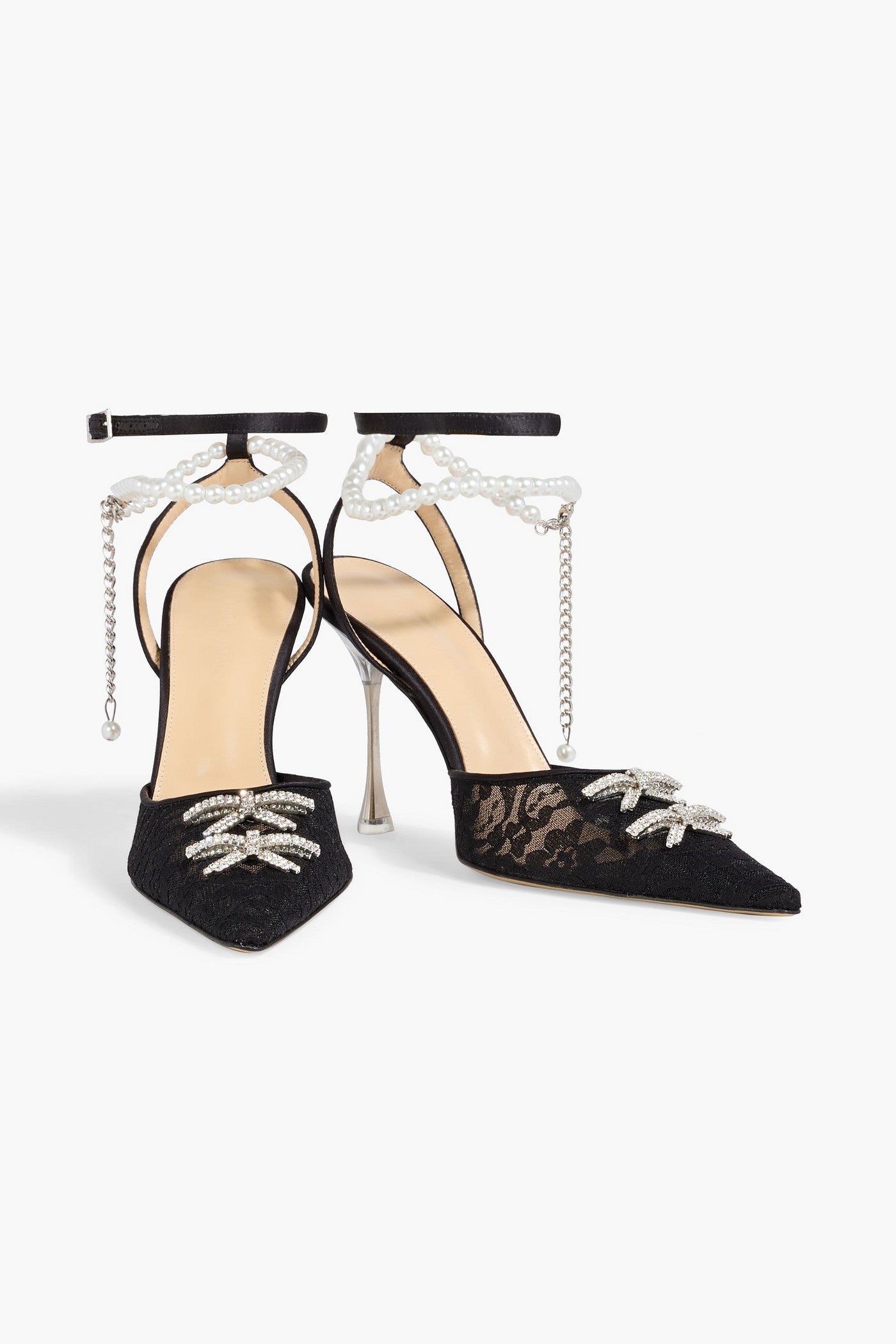Mach & Mach Matilda Embellished Lace Pumps Black Women's