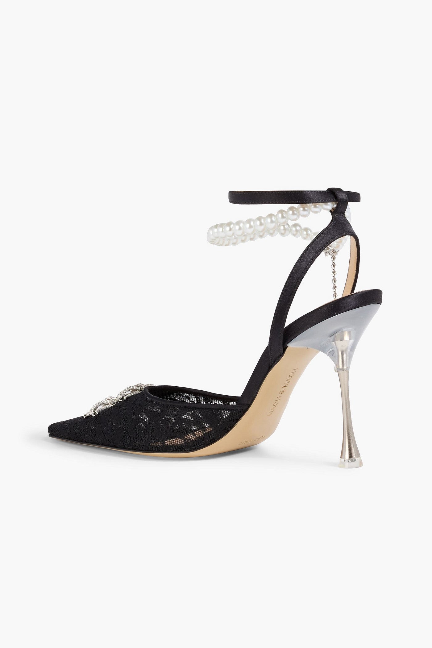 Mach & Mach Matilda Embellished Lace Pumps Black Women's