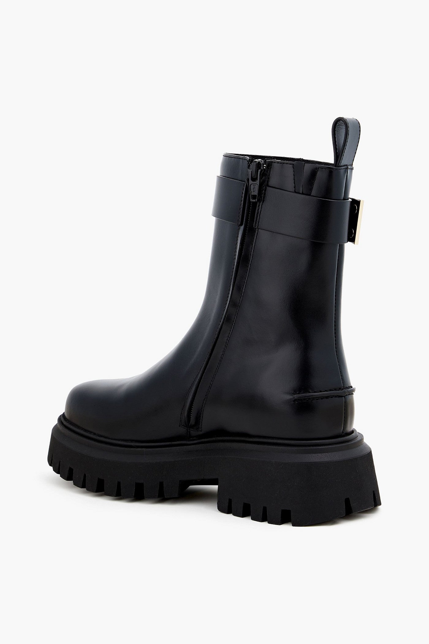 Maje Buckled Leather Ankle Boots Black Women's
